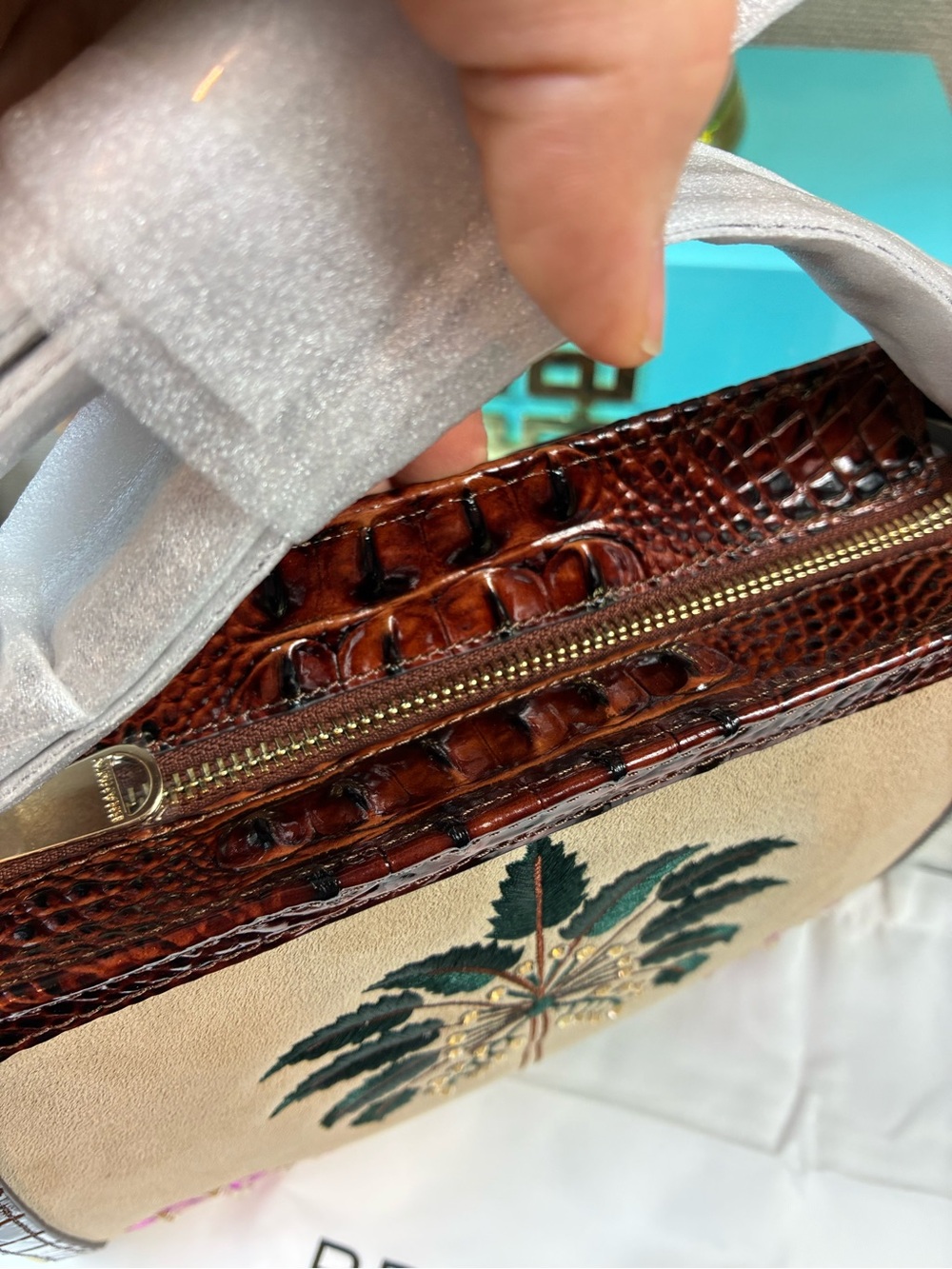 Brahmin Pecan Palawan Hillary Shoulder Bag - NWT Embellished Premier Collection - Picture 10 of 14